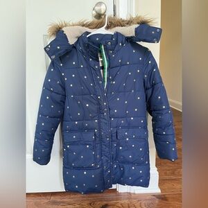 Mini Boden Navy Blue Star-Patterned Kids Jacket